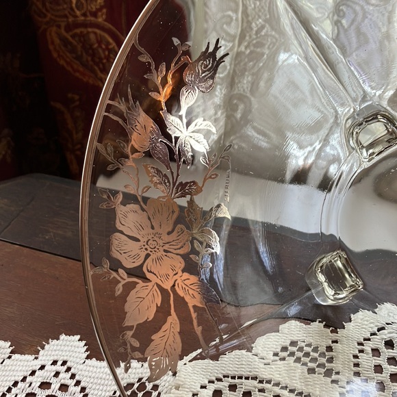 Sterling Floral Gilded Crystal Footed Bowl (creamer & sugar listed separately) - Picture 4 of 8